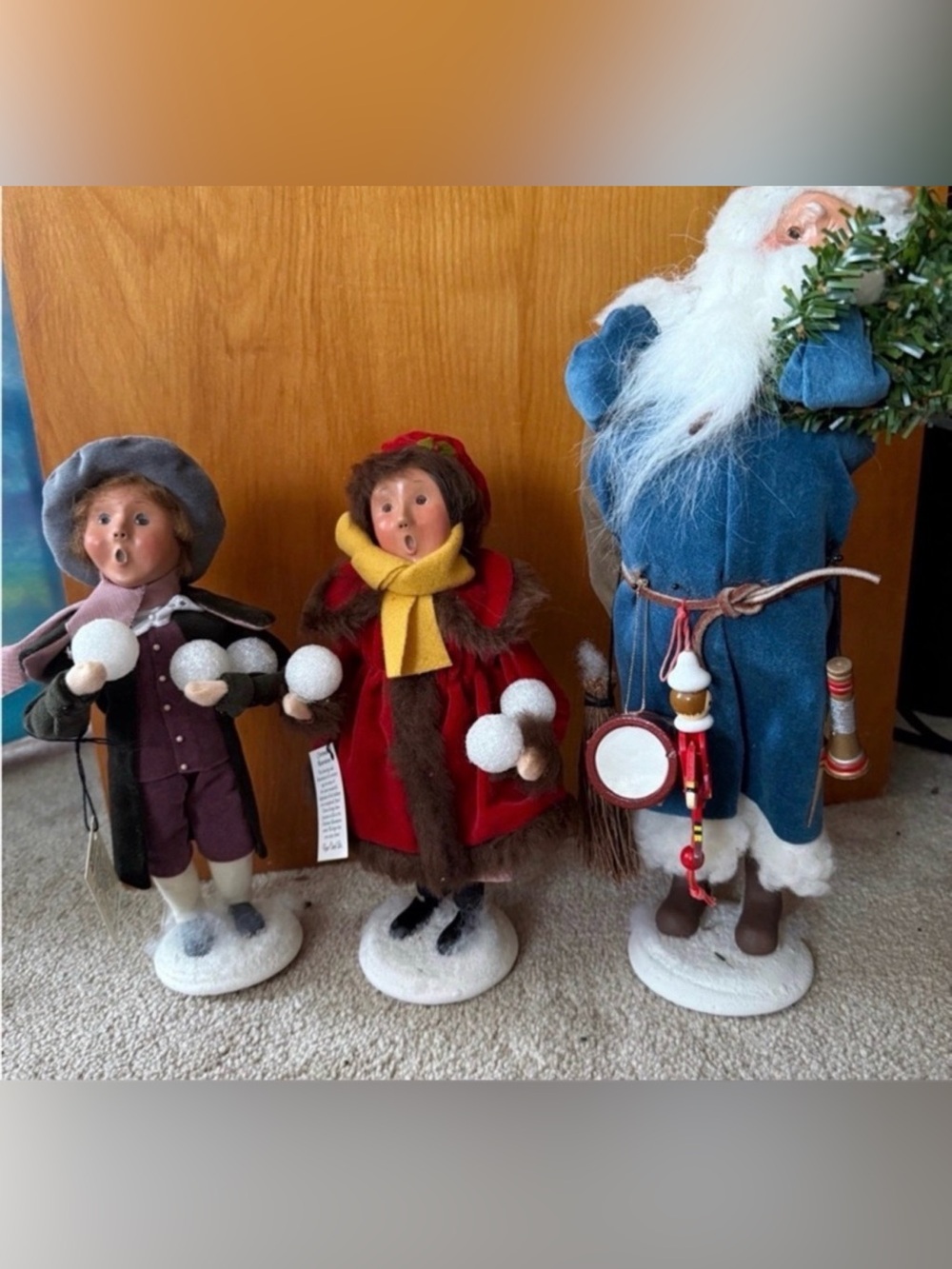 Vintage Holiday Carolers Set in Red, Blue, Yellow, Brown